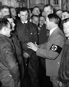 Huhnlein: Adolf Hitler greets mechanics 1936