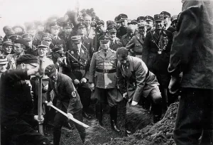 Groundbreaking: Adolf Hitler at groundbreaking ceremony for highway