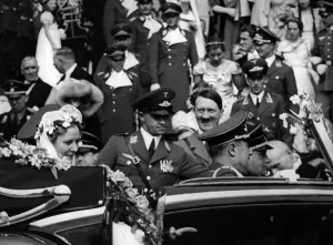 Convertible: Adolf Hitler at Hermann Goring's wedding, 1935