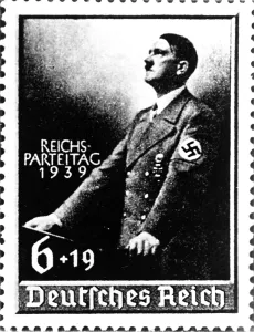 Motif: Adolf Hitler image on a stamp, 1939