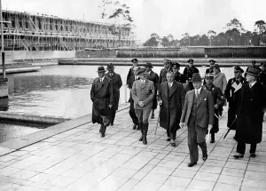 Comittee: Adolf Hitler inspects the construction site of the olympic b