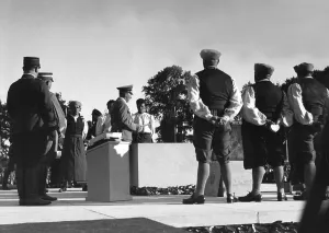 Lectern: Adolf Hitler at the laying of the foundation