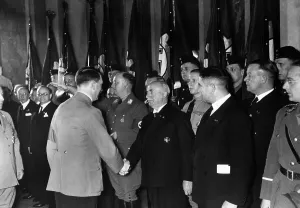Contractors: Adolf Hitler with leaders of model plants, 1930s