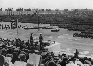 Approximately: Adolf Hitler during the march of the RAD on