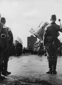 Drummer: Adolf Hitler at the march of the RAD to the