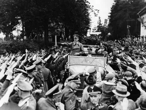 Fuehrer: Adolf Hitler marching in to Carlsbad, 1938