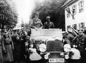 Fuehrer: Adolf Hitler marching in to Carlsbad, 1938