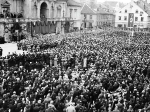Klaipeda: Adolf Hitler at the mass rally in Memel, 1939