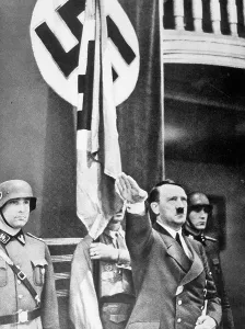Exploded: Adolf Hitler in Munich Buergerbraeukeller in 1939