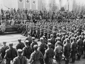 Magdeburg: Adolf Hitler at a parade of the SA in Dessau, 1938