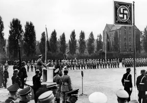 Appeared: Adolf Hitler at the presentation of the flag