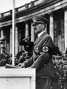 Proclaim: Adolf Hitler at the rally on the occasion of