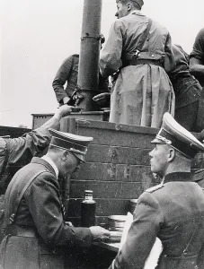 Hitlers: Adolf Hitler with Rommel at field kitchen dinner break