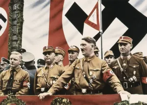 Lutze: Adolf Hitler during the SA march in Dortmund, 1933