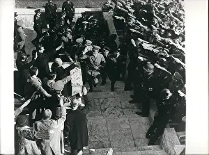 Saluted: Adolf Hitler saluted on arrival at Olympic Stadium, Berlin
