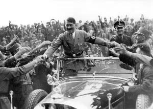 Prewar: Adolf Hitler shakes hands, Nuremberg, Germany