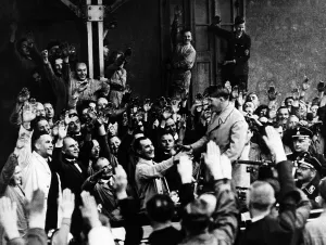 Appear: Adolf Hitler with Siemens workers, 1933