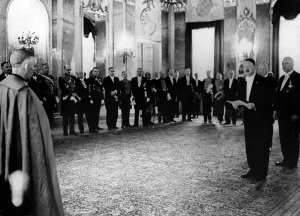 Unified: Adolf Hitler speaks at a diplomats reception 1934