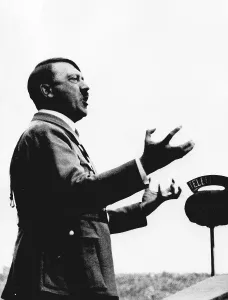 Gesticulating: Adolf Hitler during a speech, 1934