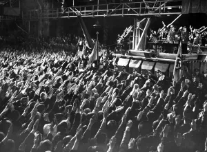 Struck: Adolf Hitler in a speech to defense workers, 1940