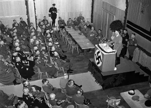 Rosenberg: Adolf Hitler during his speech at the inauguration of Or