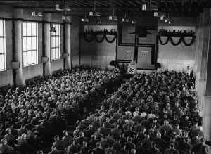 Warehouses: Adolf Hitler during his speech at the inauguration of Or