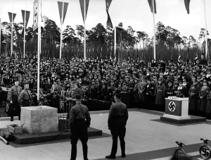 Schaub: Adolf Hitler during a speech - laying of foundation stone