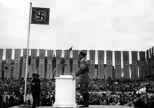 Usual: Adolf Hitler during a speech - laying of foundation stone
