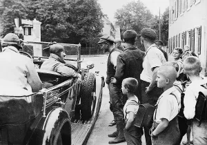 Limousine: Adolf Hitler in transit in the car, 1934