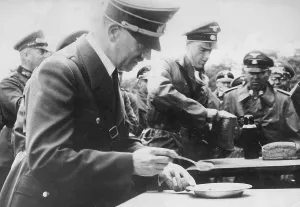 Eats: Adolf Hitler during a visit to the front, 1941