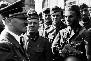 Whilst: Adolf Hitler visits troops on the Eastern Front 1942