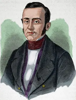 Sideburn: Adolphe Billault (1805-1863). Colored engraving