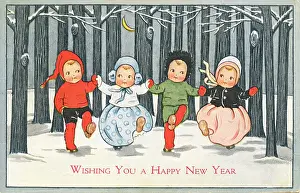 Adorable: Adorable children in wintry scene