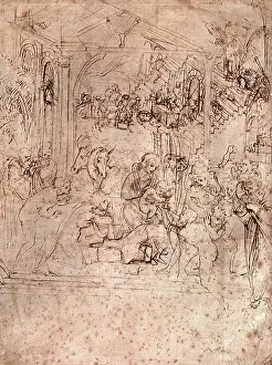 Manger: Adoration, Three Kings, by Da Vinci