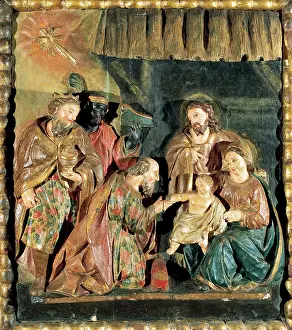 Magi: Adoration of the Magi. Catalan School. Relief