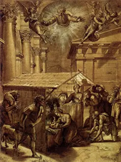 Manger: Adoration of Shepherds, by Raphael