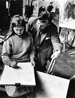 Clipboard: Adrian Heath and student at Corsham Art School