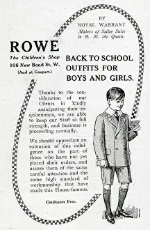 Covert: Advertisements for Rowe and D H Evans school outfits