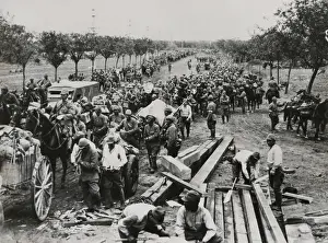 Sino Japanese: Advance of a column of Japanese Troops on route