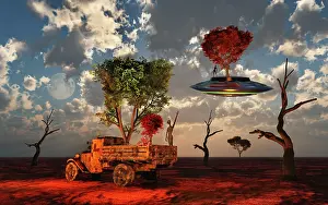 Planting: Advanced aliens planting healthy trees on to a