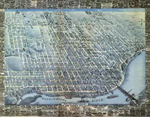 Davenport: Aerial Map of Davenport - 1881