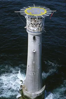 Scillies: Aerial view of Bishop Rock Lighthouse, Isles of Scilly