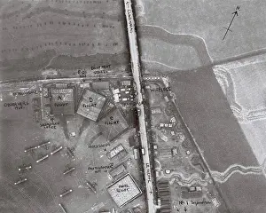 Annotation: Aerial view, Clairmarais aerodrome, Northern France, WW1