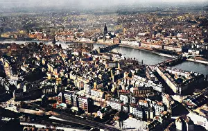 Town & Country Planning: Aerial view of Frankfurt, Germany, from a Zeppelin