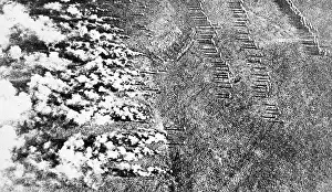 Arial: Aerial view of German use of gas during WW1
