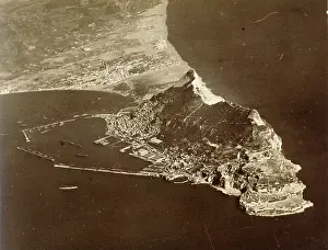 Gibralter: Aerial view of Gibralter, c 1928
