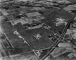 Conformity: Aerial view of Levittown housing development on