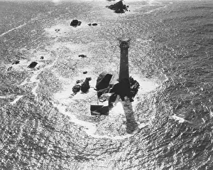 Longships: Aerial view of Longships Lighthouse, off Lands End, Cornwall
