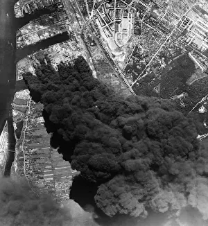 Refineries: Aerial view of three oil refineries in Hamburg