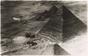Birdseye: Aerial View of the Pyramids of Giza, Cairo, Egypt